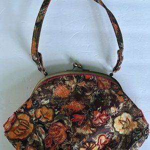 Vintage Colorful Floral Sequin Purse Bag Clutch Stunning